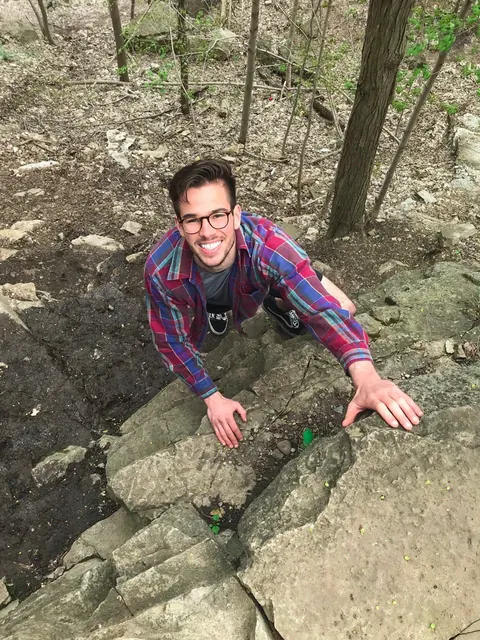 Eric making his way up a rocky forest trail